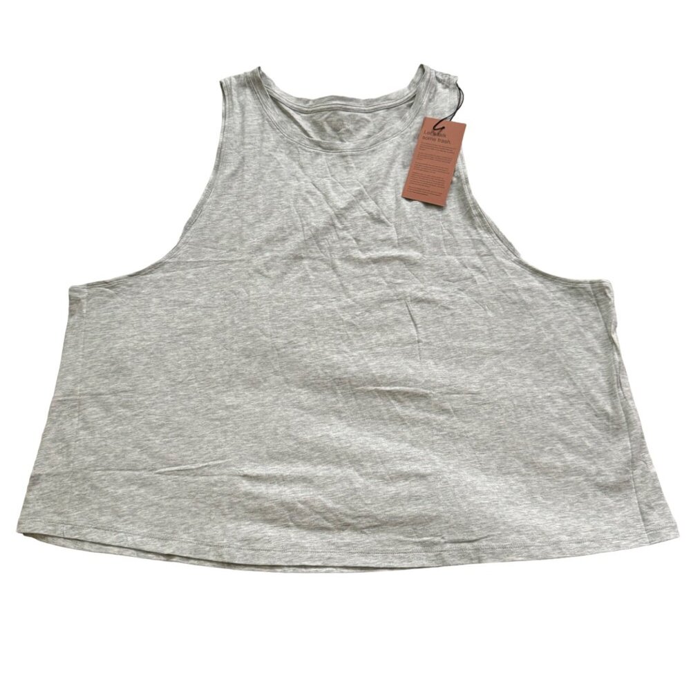 Girlfriend Collective florence womens sport tank‎ top plus sz 5XL gray high neck